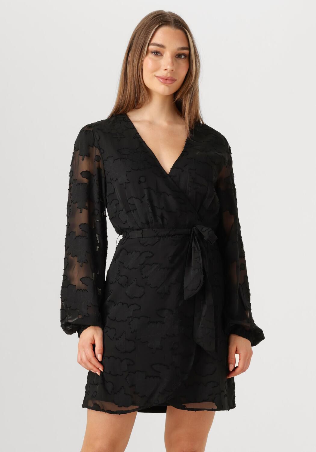AAIKO Dames Jurken Eloise Chiffon Flower Pes 509 Zwart