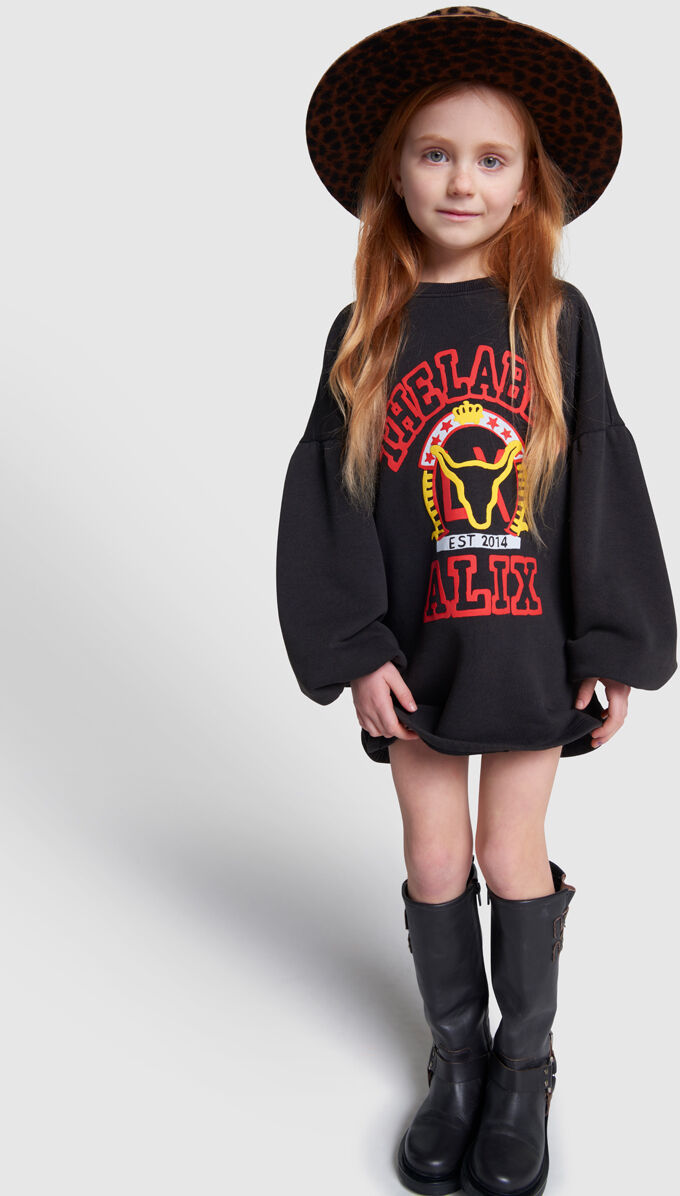 ALIX MINI Meisjes Jurken Varsity Sweat Dress Zwart