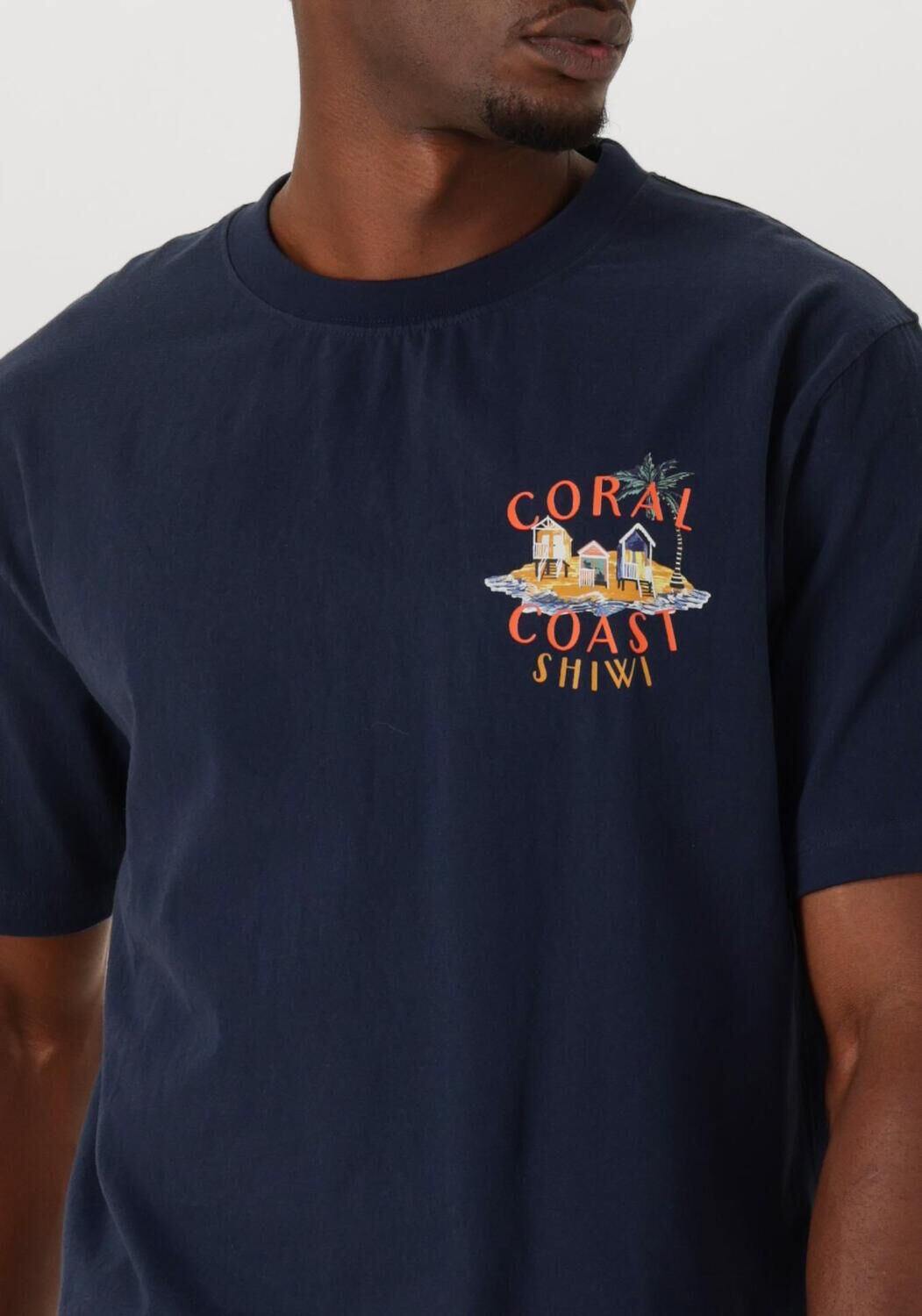SHIWI Heren Polo's & T-shirts Men Finn Relaxed T-shirt Coral Coast Donkerblauw