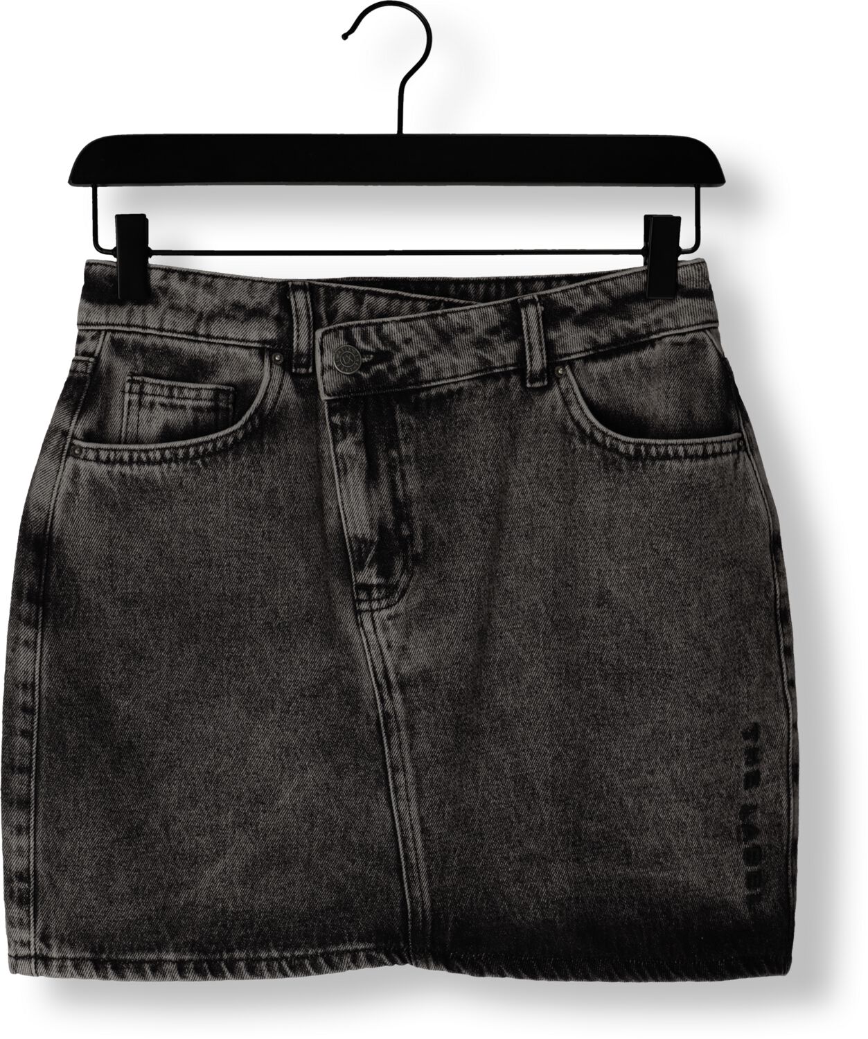 ALIX THE LABEL Dames Rokken Ladies Woven Asymetric Denim Mini Skirt Grijs