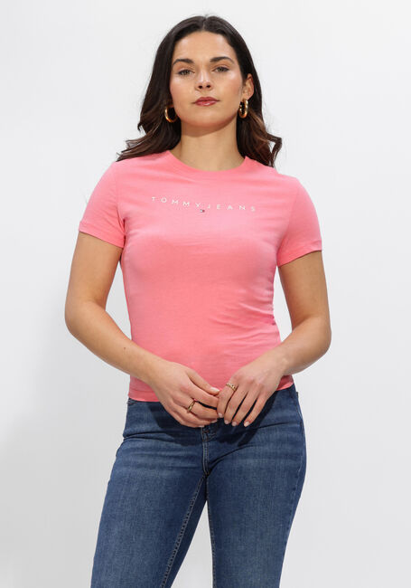 Roze TOMMY JEANS T-shirt TJW SLIM LINEAR TEE EXT - large
