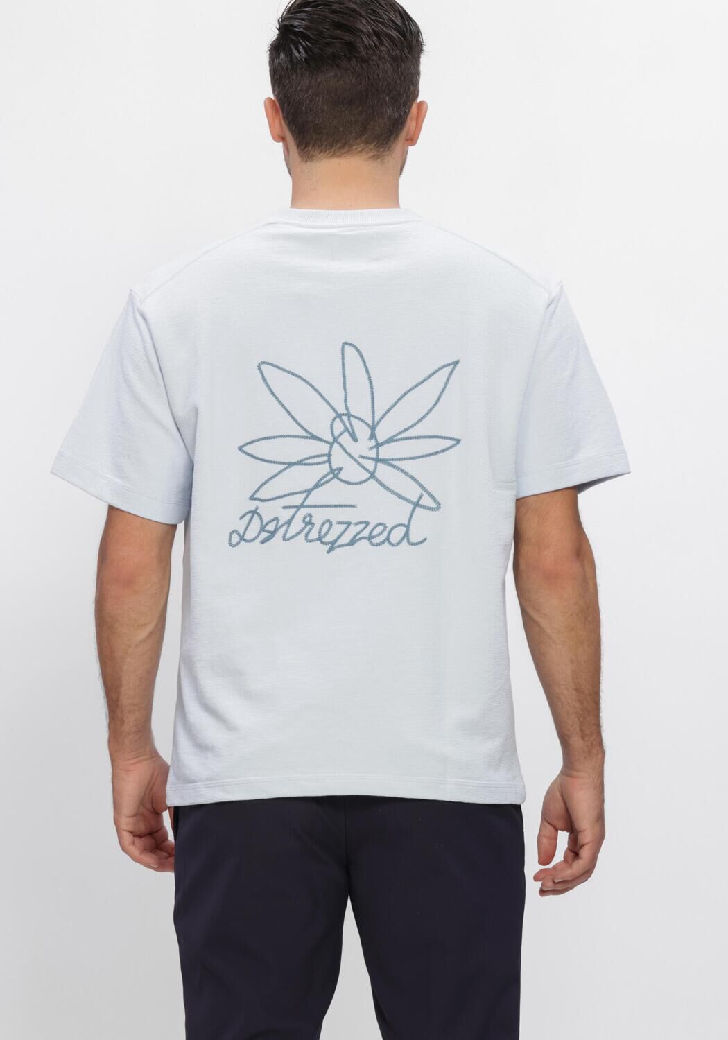 Lichtblauwe DSTREZZED T-shirt LASSE GRAPHIC TEE - large