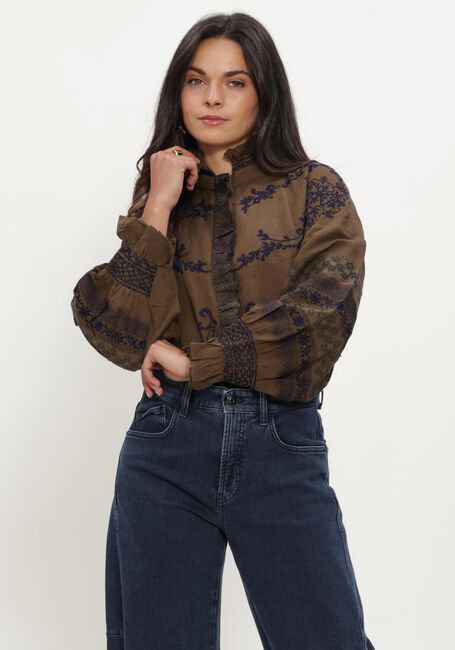 Donkergroene ANTIK BATIK Blouses BIG BLOUSE - large