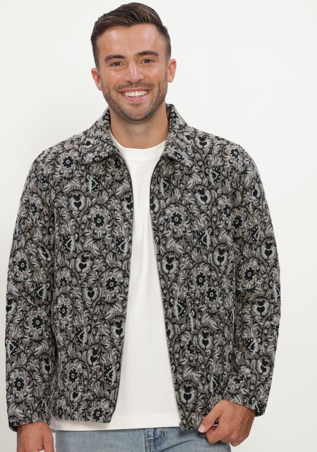 Donkergrijze JC RAGS Overshirt OVERSHIRT BENJI JACQUARD - large