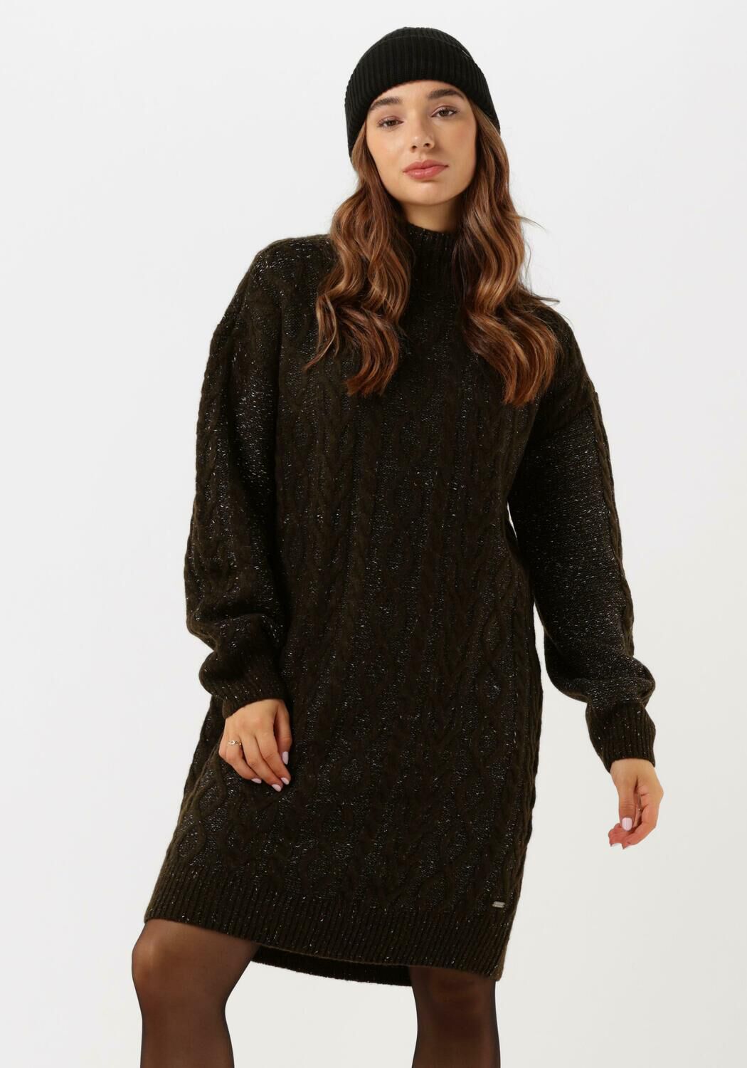 groene scotch soda mini jurk lurex knitted cable dress