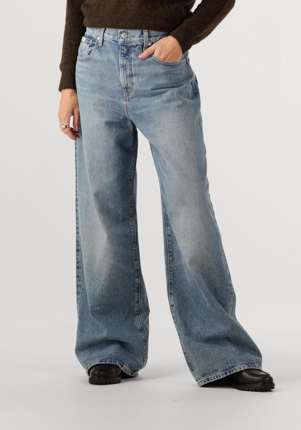 CALVIN KLEIN Dames Jeans The Wide Leg Blue Gulf Lichtblauw