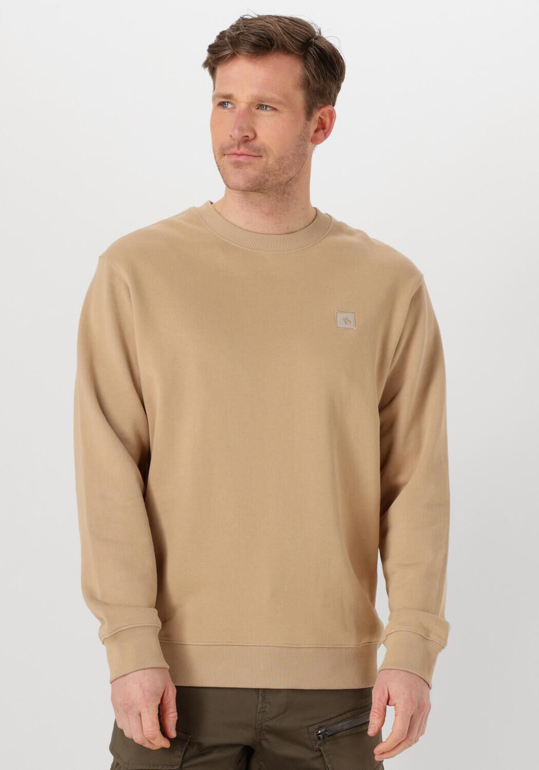 SCOTCH & SODA Heren Truien & Vesten Badge Logo Crew Sweatshirt Zand