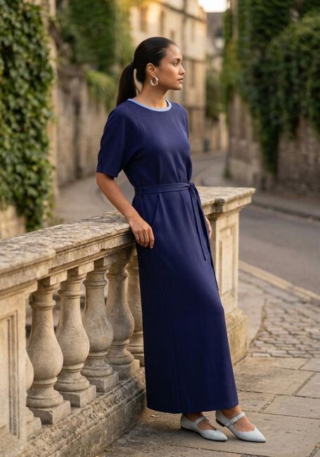 Donkerblauwe POM AMSTERDAM Maxi jurk DRESS MACY NIGHT BLUE - large