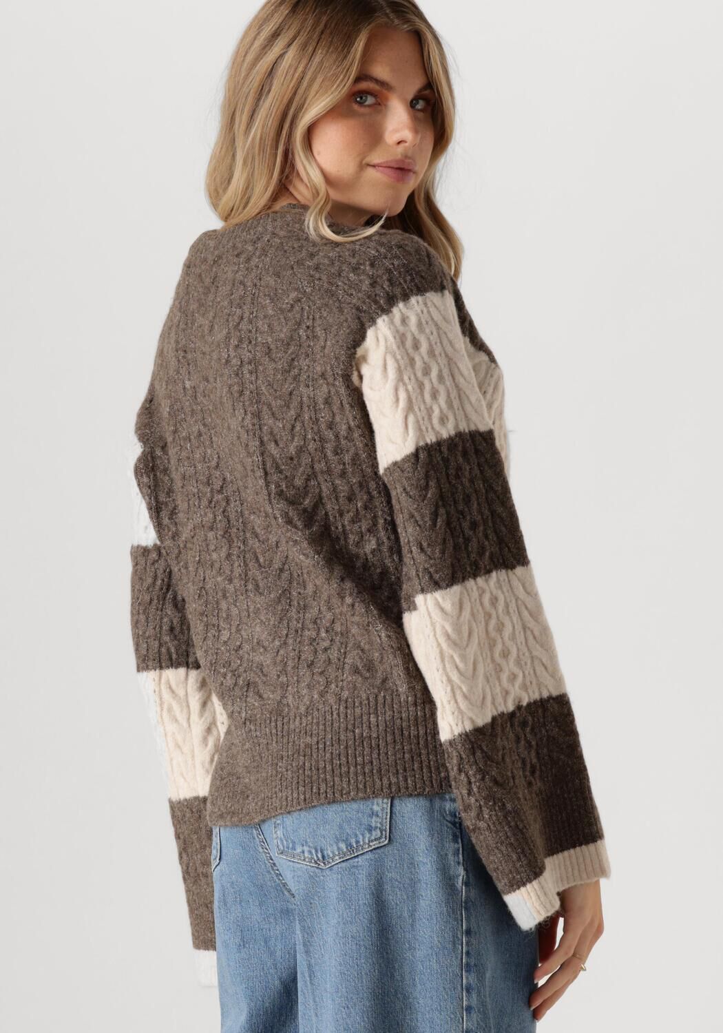 OBJECT Dames Truien & Vesten Objrosa Knit L s Re Pullover Beige