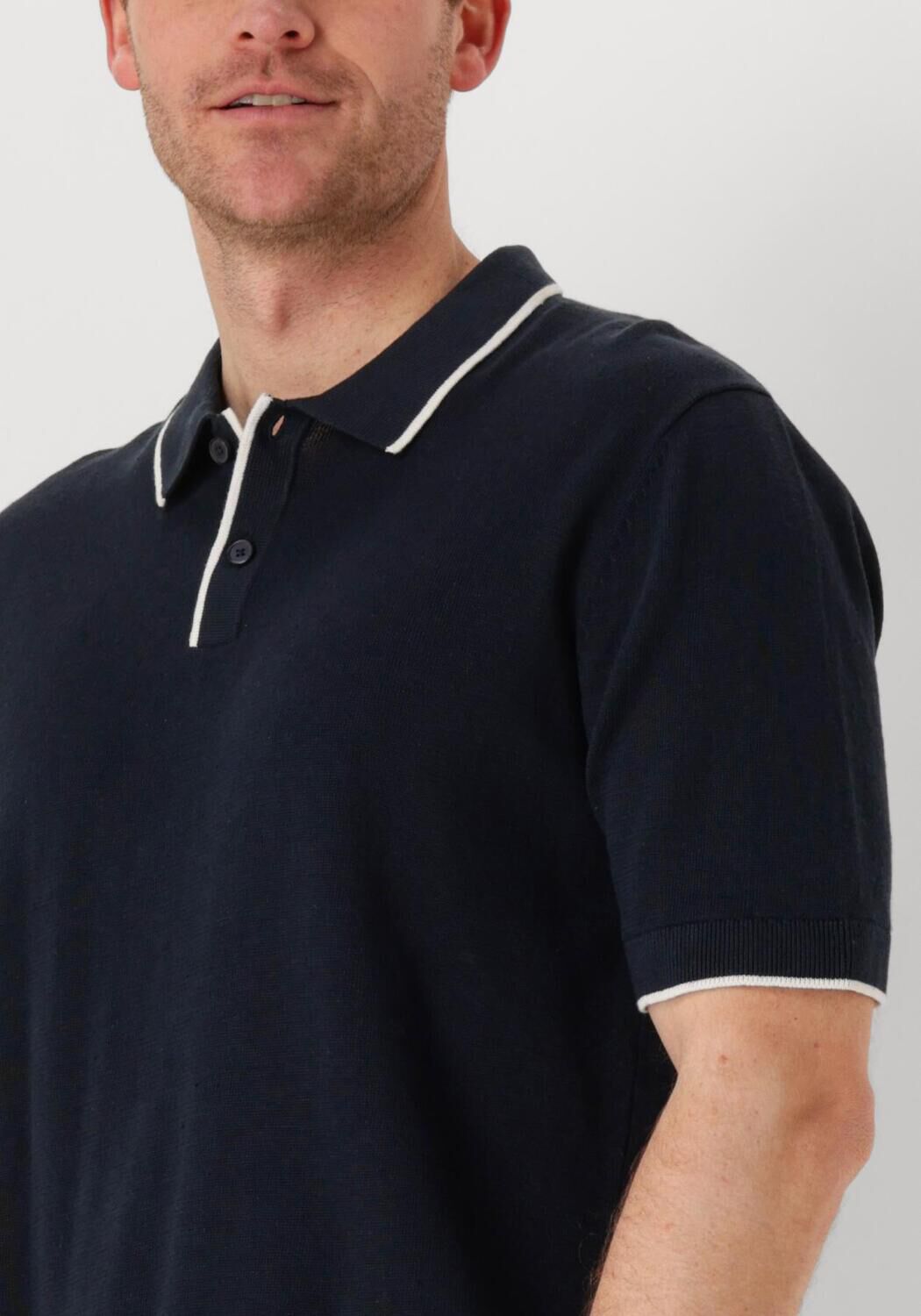 SELECTED HOMME Heren Polo's & T-shirts Slhfave Sport Zip Ss Polo Noos Donkerblauw