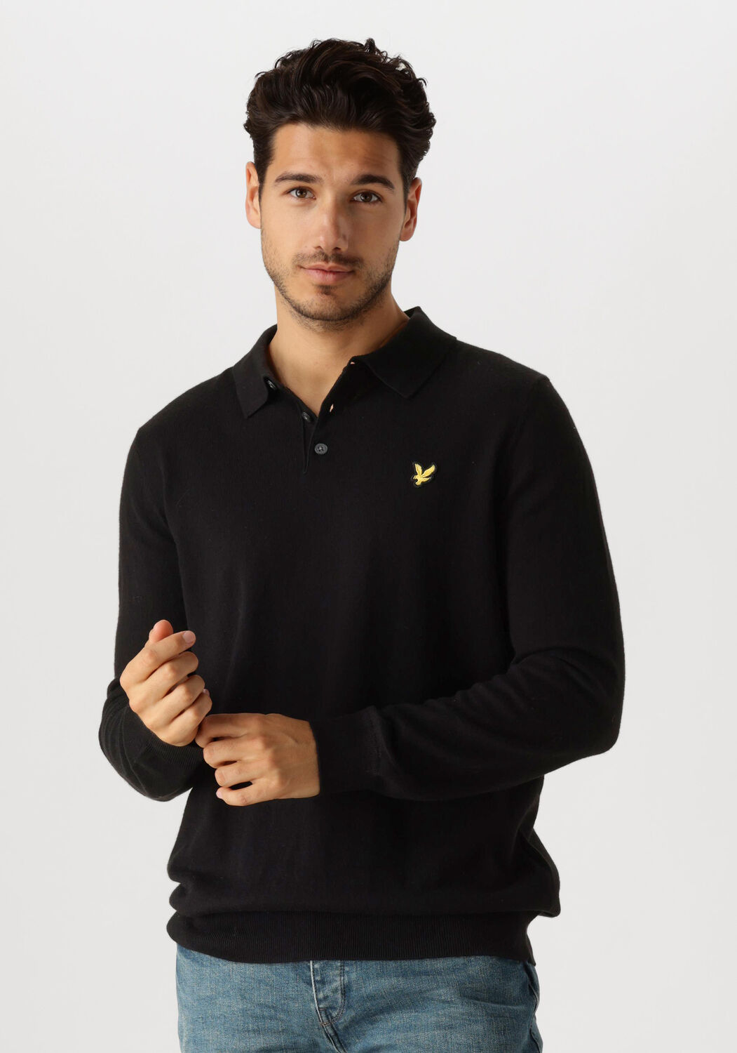 Lyle & Scott Polo Shirt Lange Mouw Lyle & Scott Lange mouwen Merino gebreide poloshirt