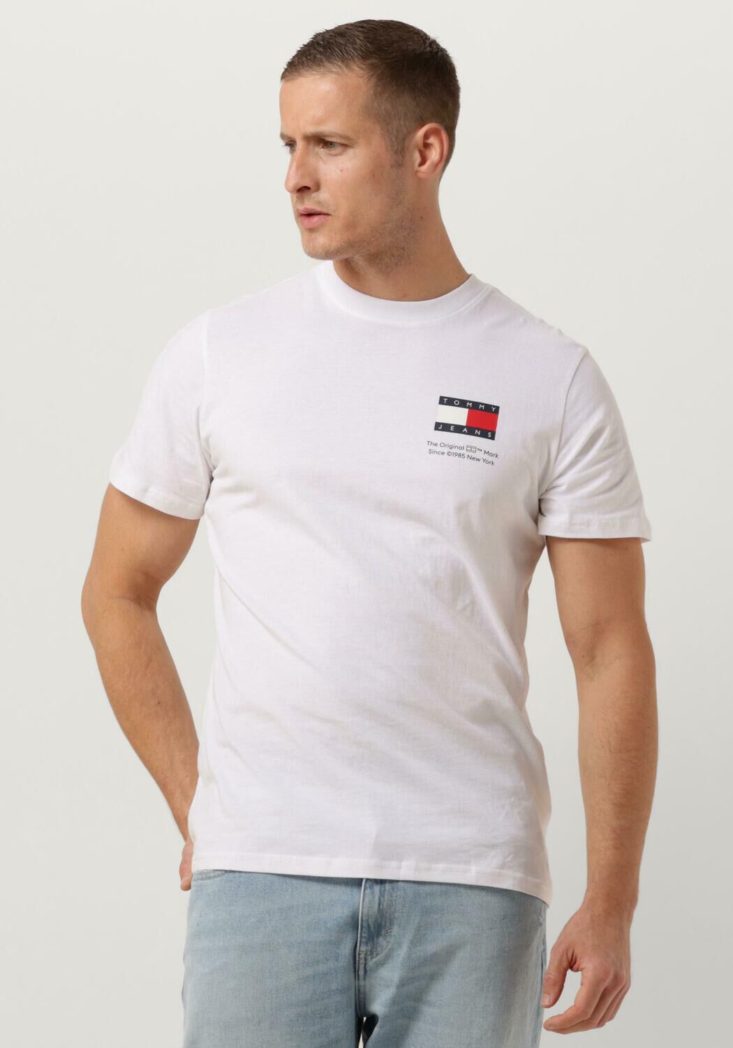 Tommy Jeans Witte Katoenen T-shirt met Halve Mouwen voor Heren White Heren