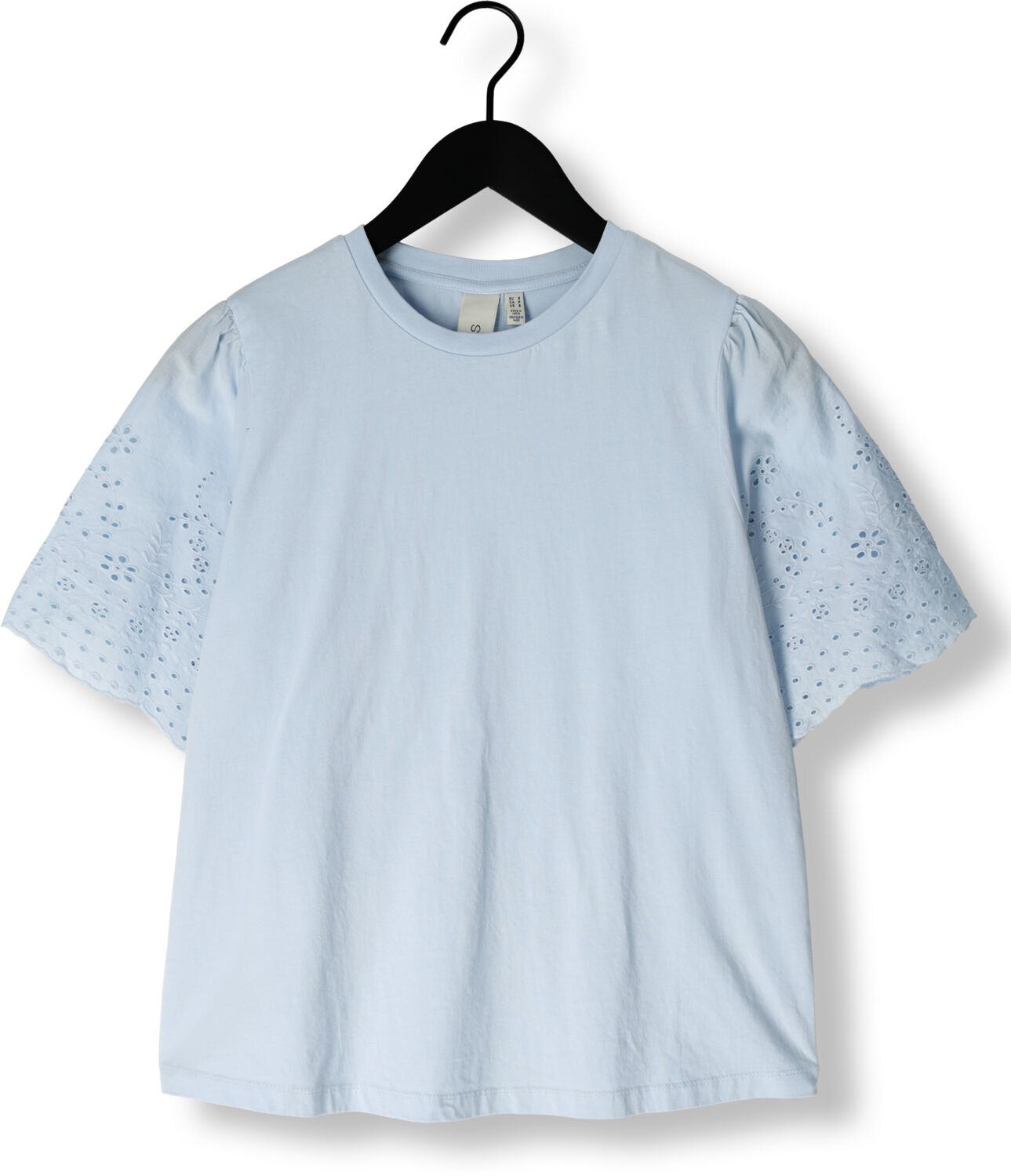Y.A.S. Dames Tops & T-shirts Yaslex Ss Top W. Emb Sleeves S. Noos Lichtblauw