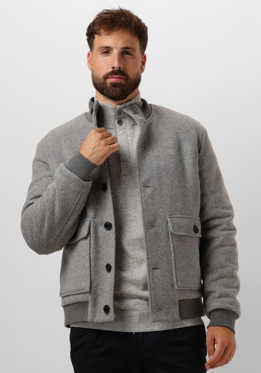 PROFUOMO Heren Jassen Outerw Bmbr Knit Jack Grijs