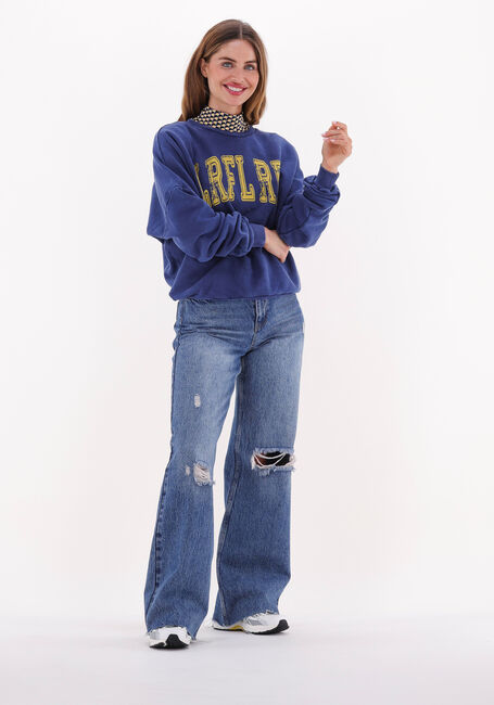 Blauwe COLOURFUL REBEL Sweater CR ACID WASH DROPPED SHOULDER SWEAT - large