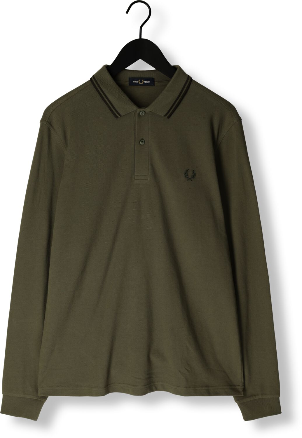 FRED PERRY Heren Polo's & T-shirts Twin Tipped Shirt Long Sleeve Donkergroen