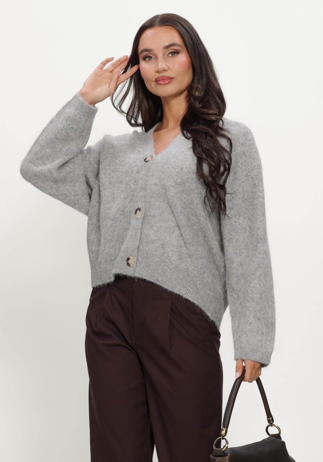 KNIT-TED Dames Truien & Vesten Maris Cardigan Lichtgrijs