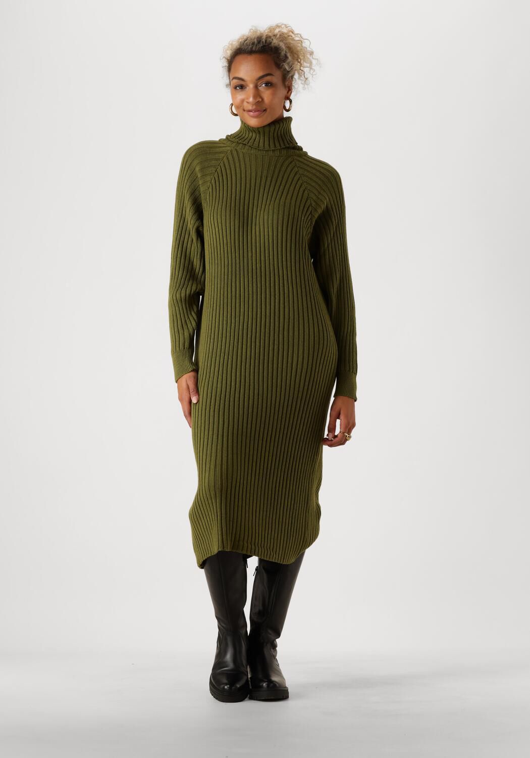 Y.A.S. Dames Jurken Yasmavi Knit Midi Rollneck Dress Olijf