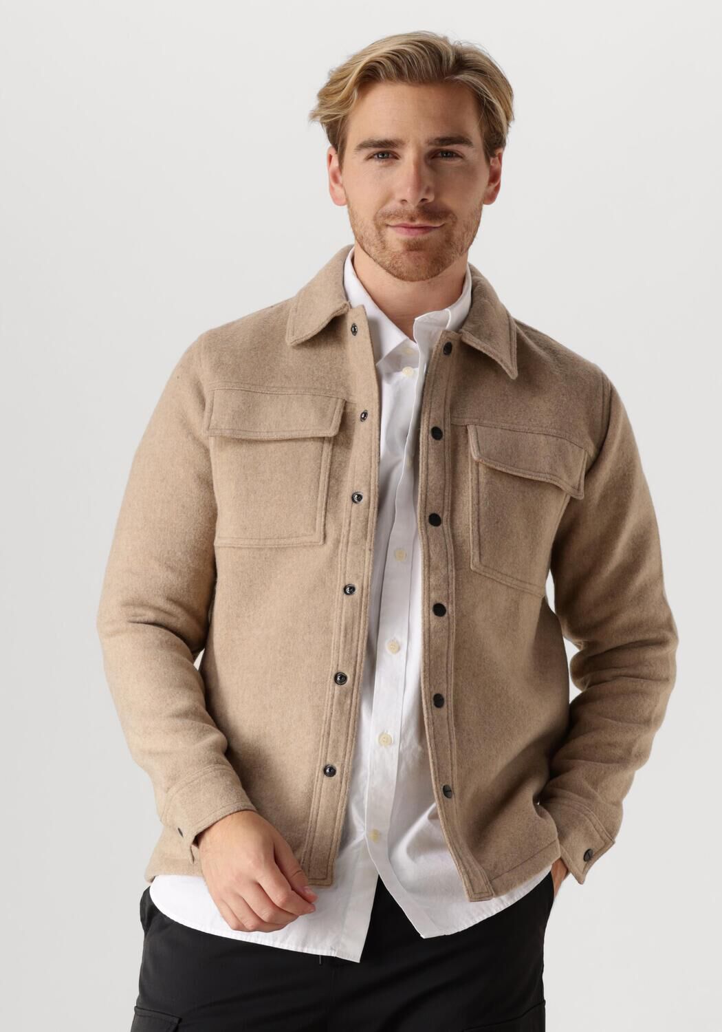 PURE PATH Heren Overshirts Regular Fit Shirts Over203 Zand