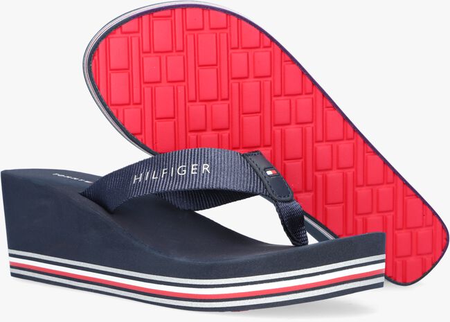 Blauwe TOMMY HILFIGER Teenslippers TOMMY STRIPES WEDGE BEACH SAND - large