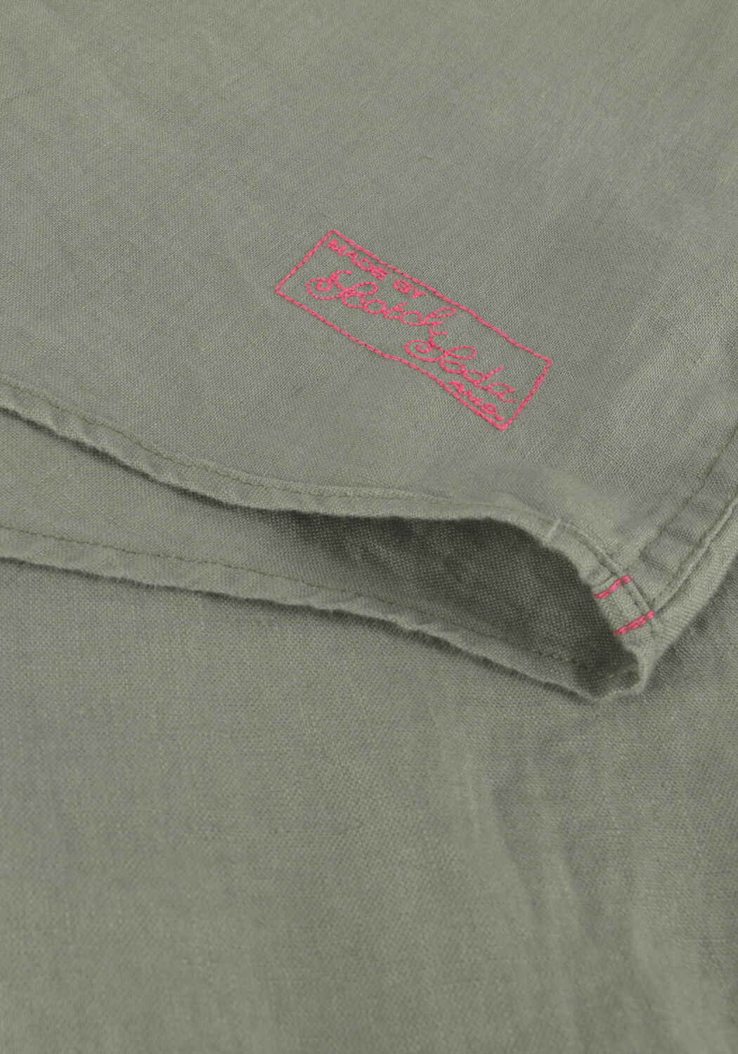 Donkergroene SCOTCH & SODA Casual overhemd LINEN SHIRT WITH SLEEVE ROLL-UP - large