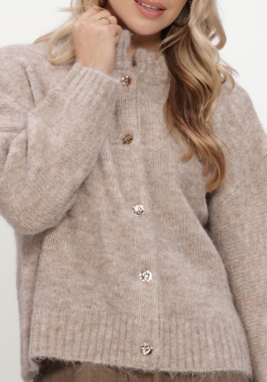 Beige NEO NOIR Vest TAURA FLUFFY KNIT CARDIGAN - large