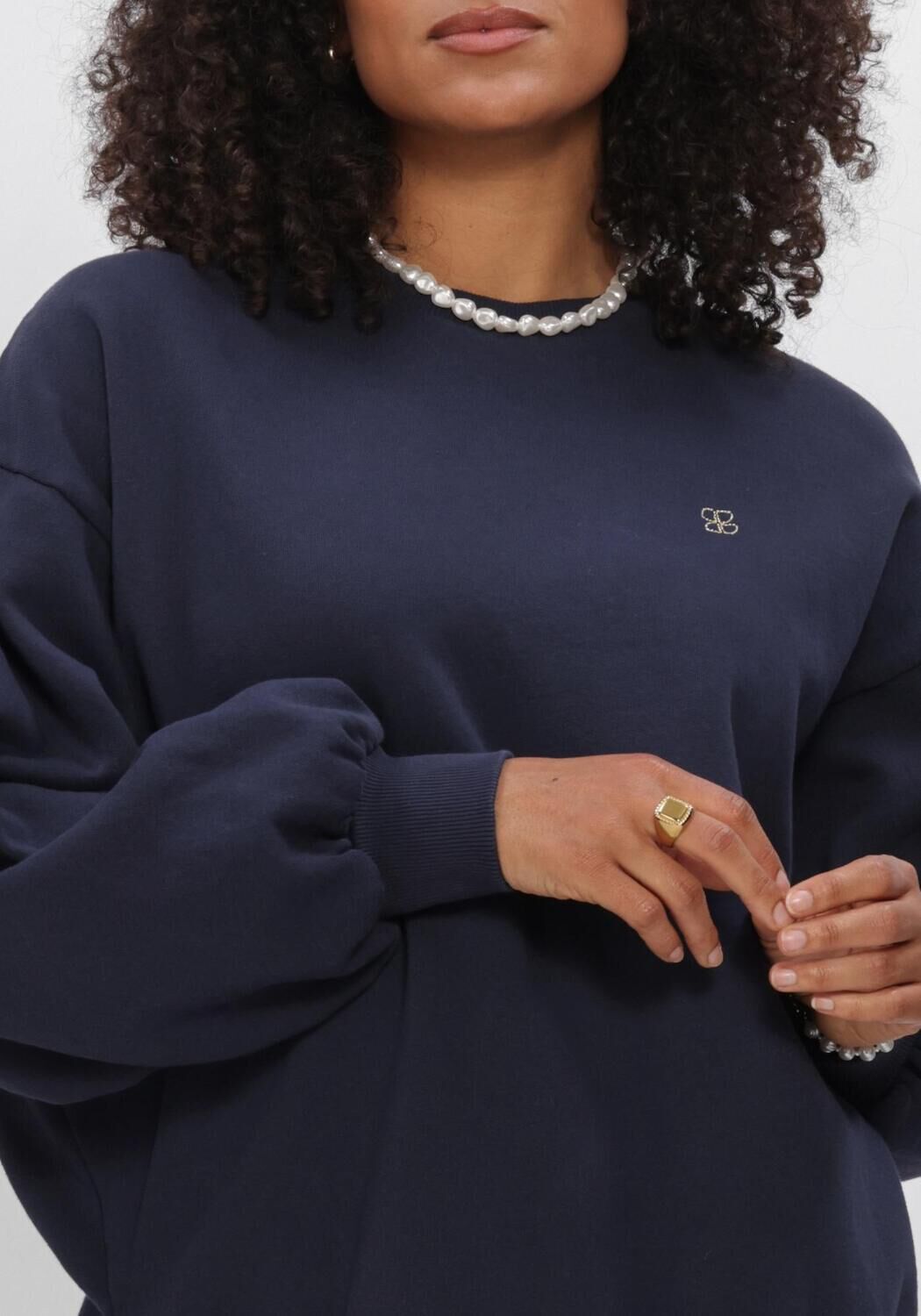 Donkerblauwe BY-BAR Trui LILI LONG SWEATER - large