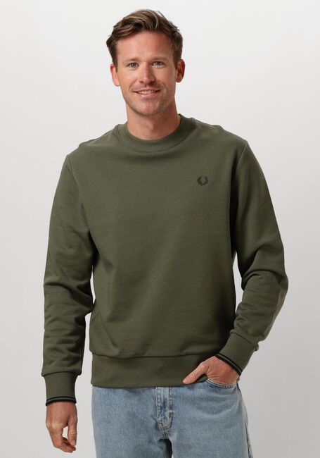 Groene FRED PERRY Trui CREW NECK SWEATSHIRT - large
