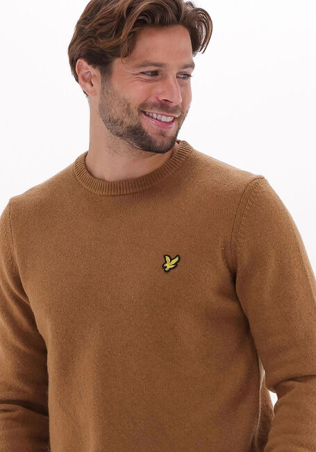 Bruine LYLE & SCOTT Trui CREW NECK LAMBSWOOL BLEND JUMPER - large