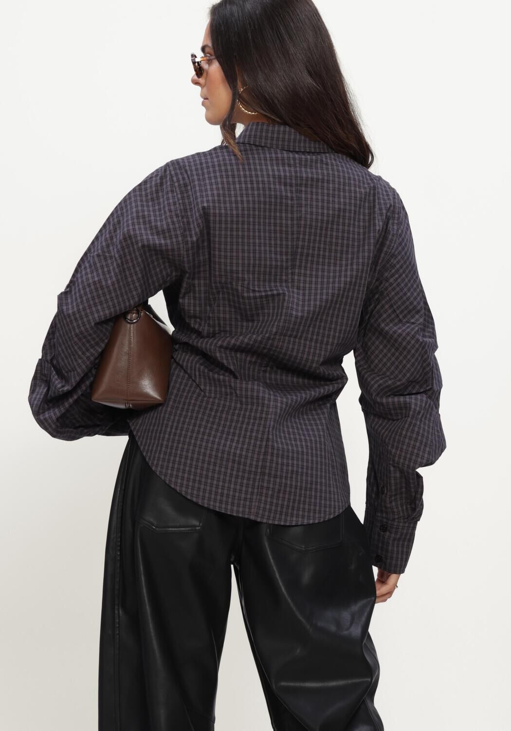Donkergrijze NOTRE-V Blouses NV-ISA MINI CHECK - large