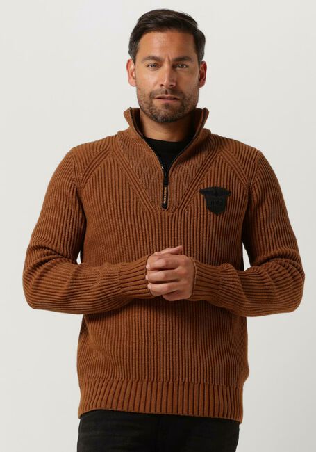 Bruine PME LEGEND Trui HALF ZIP COLLAR COTTON - large