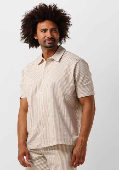 Taupe SELECTED HOMME Casual overhemd SLHRELAXBEN SEERSUCKER SS JERSEY SHIRT - large