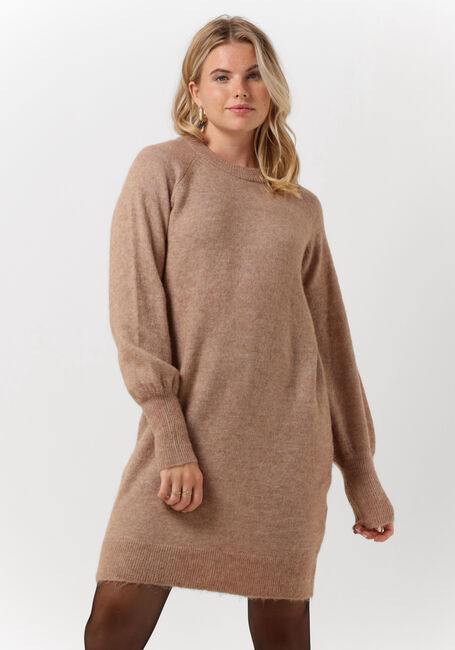 Camel SELECTED FEMME Mini jurk LULU LS KNIT DRESS O-NECK - large