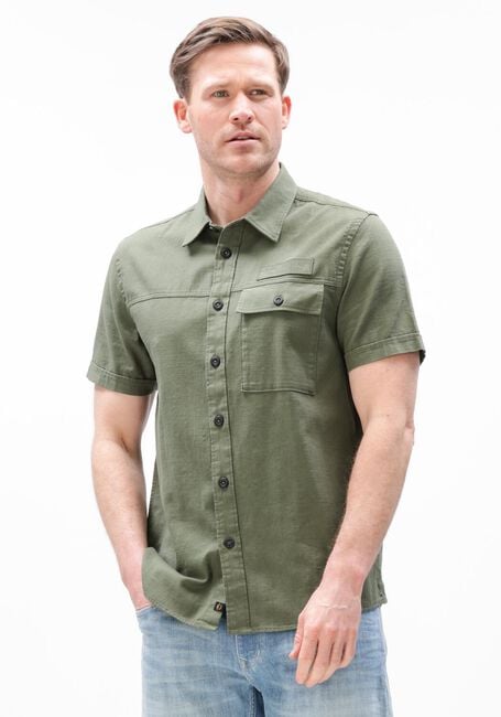 Groene PME LEGEND Casual overhemd WRENCHMEN S/S COTTON SLUB CARGO - large