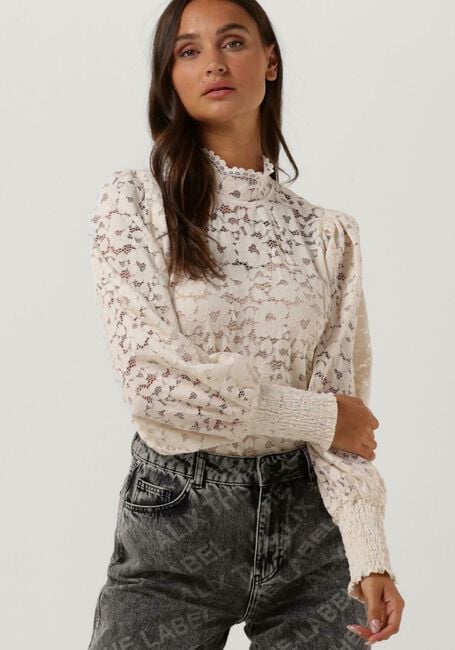 Ecru ALIX THE LABEL Blouse LADIES KNITTED STRETCH LACE TOP - large