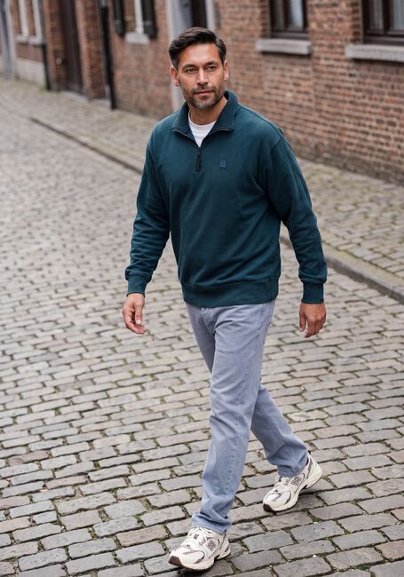 Groene BUTCHER OF BLUE Sweater ARMY SWEAT HALF ZIP - large