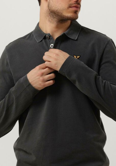 Donkergrijze PME LEGEND Polo LONG SLEEVE POLO PIQUE GARMENT DYE - large