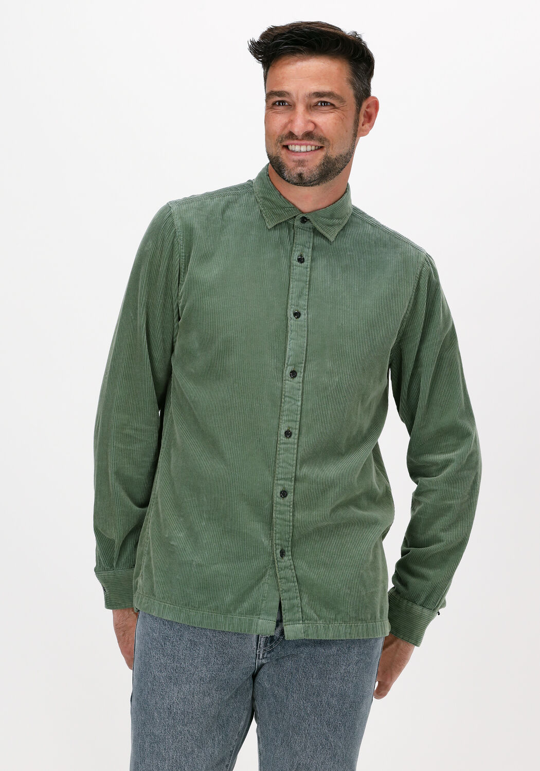 groene scotch soda casual overhemd regular fit classic corduroy s