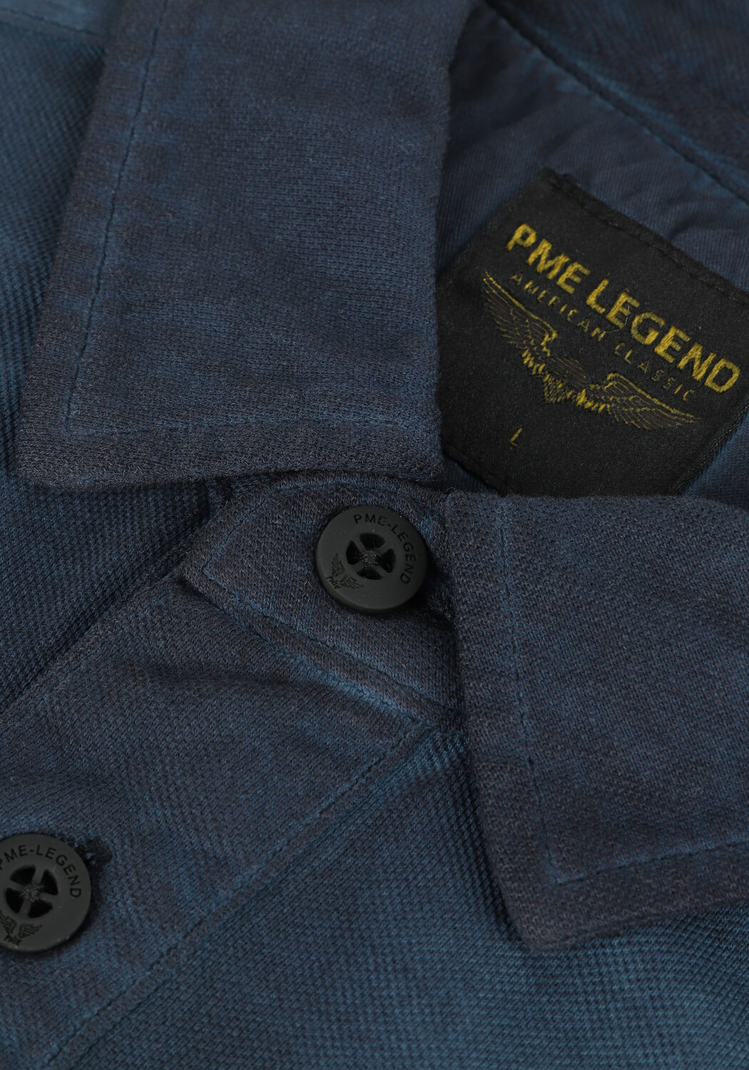 Donkerblauwe PME LEGEND Polo SHORT SLEEVE POLO LIGHT PIQUE COLD DYE - large