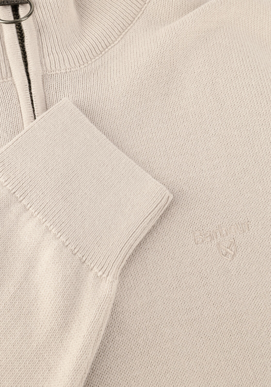 Beige BARBOUR Trui COTTON HALF ZIP KNITTED JUMPER - large