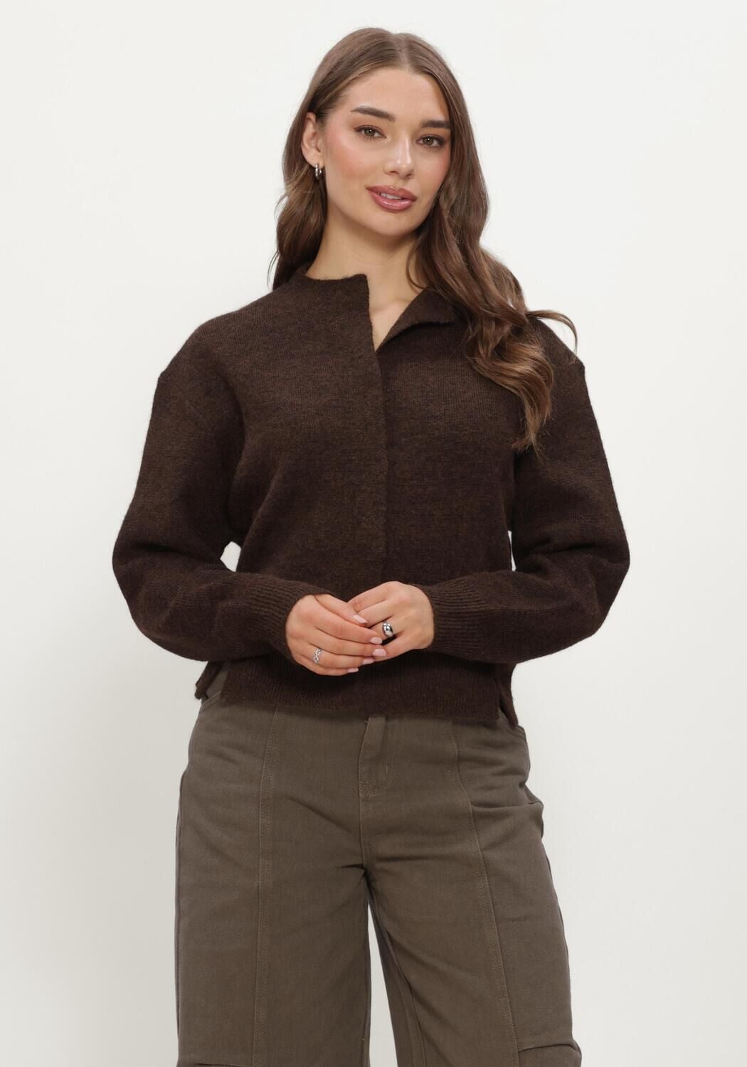 NEO NOIR Dames Truien & Vesten Dione Fluffy Knit Cardigan Bruin