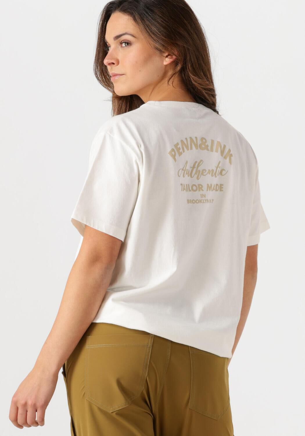 PENN & INK Dames Tops & T-shirts T-shirt Print Ecru