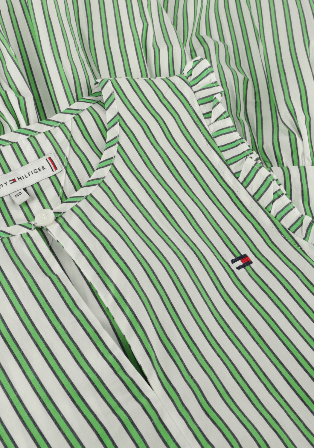 Groene TOMMY HILFIGER Midi jurk STRIPED RUFFLE DRESS SLVSS - large