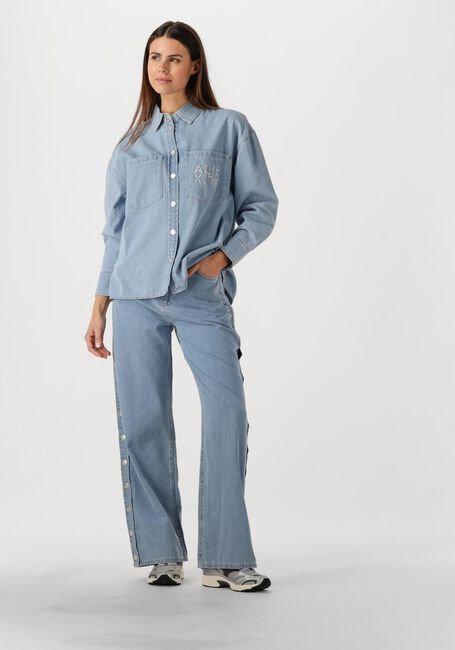 Blauwe ALIX THE LABEL Blouses LADIES WOVEN CHAMBRAY PEPLUM DENIM BLOUSE - large