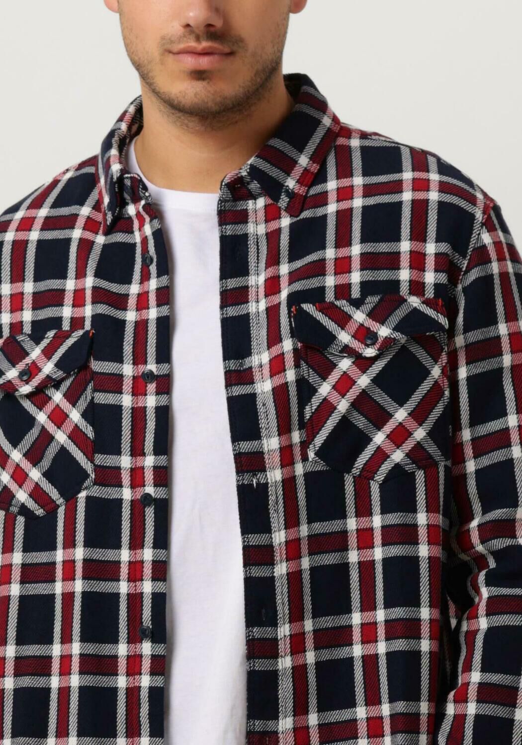 SCOTCH & SODA Heren Overhemden Archive Double Face Twill Check Donkerblauw