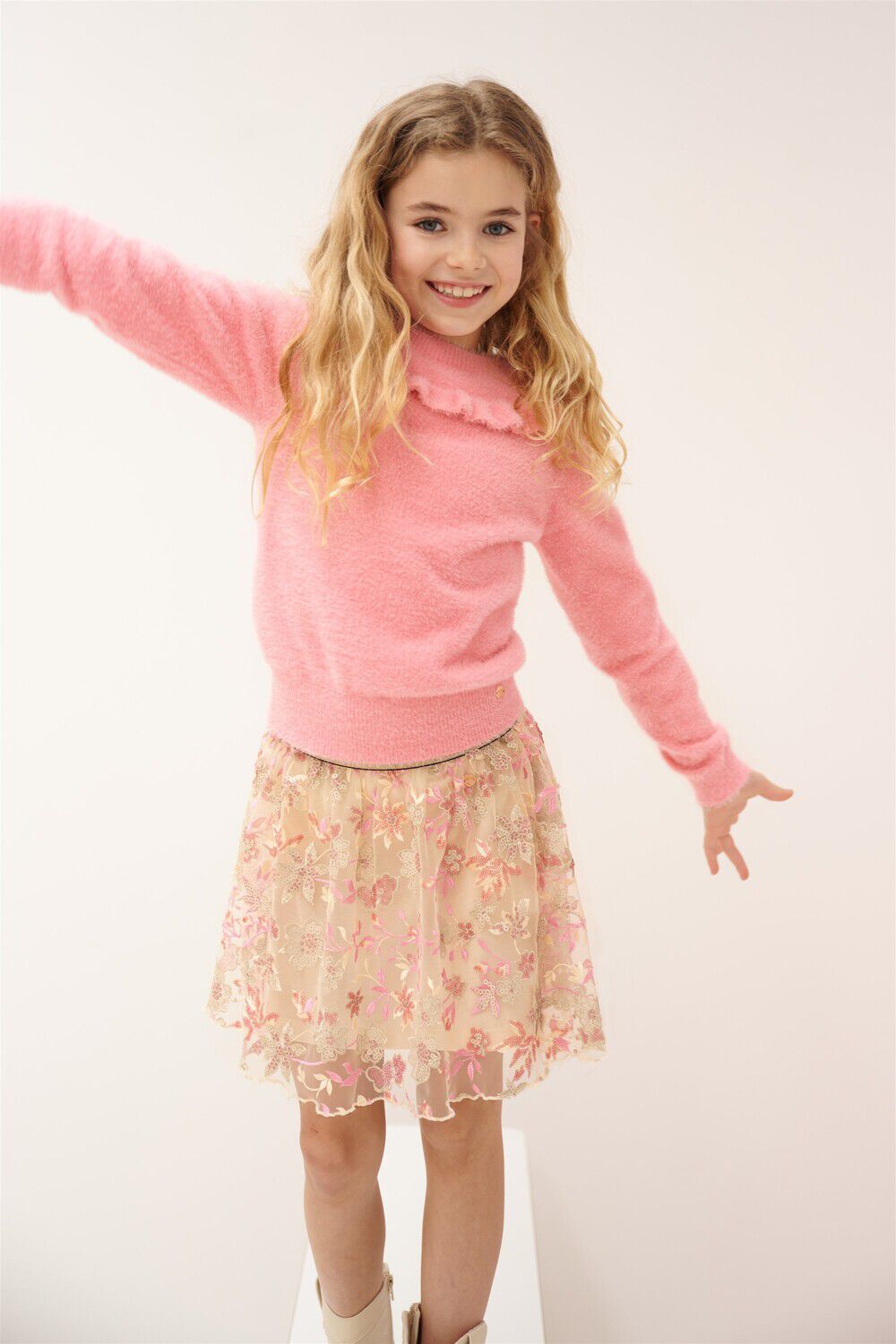 NONO Meisjes Rokken Nele Mesh Skirt Ecru