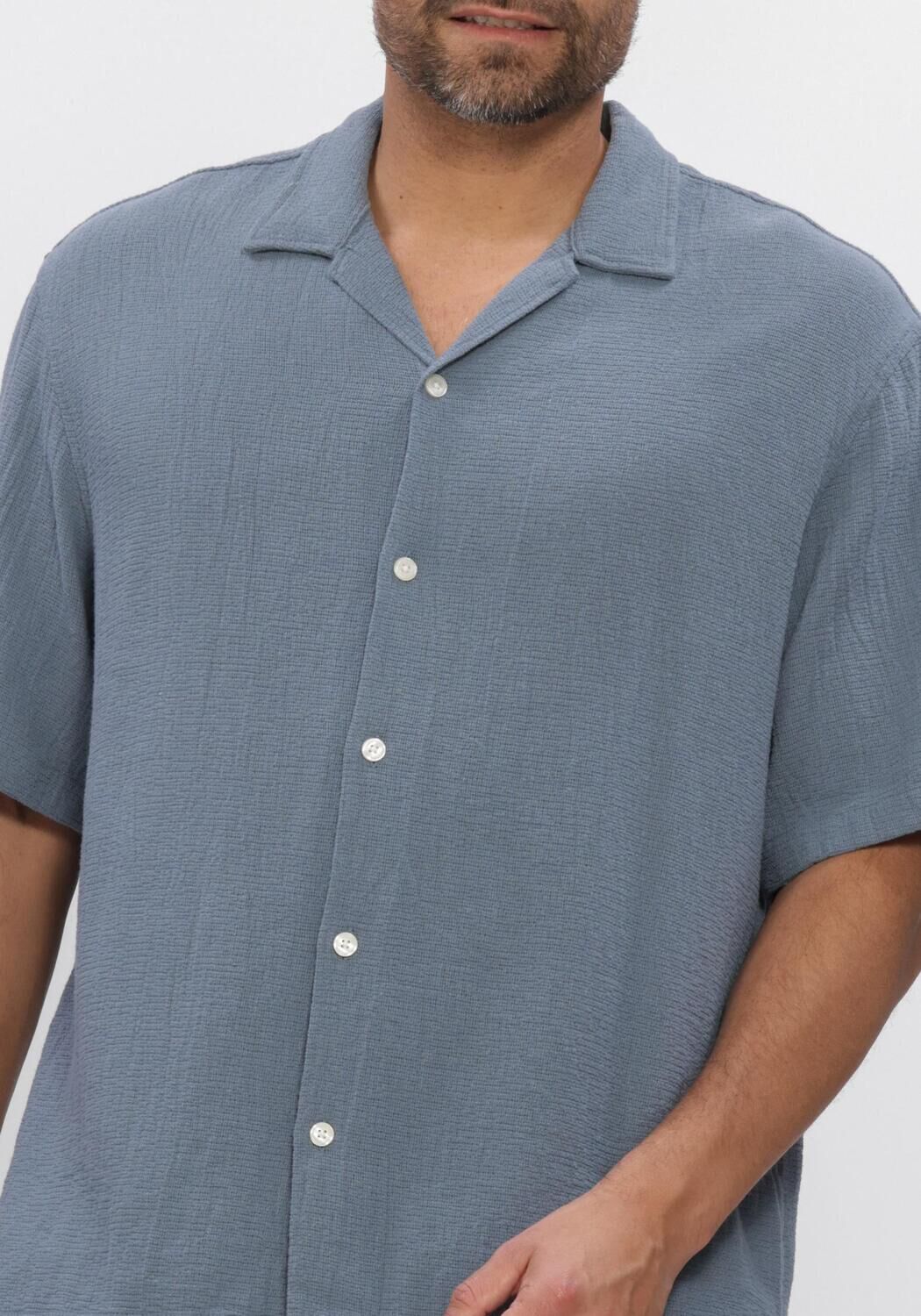 Blauwe SELECTED MEN Overhemden SLHRLXCAL SS SHIRT RESORT - large