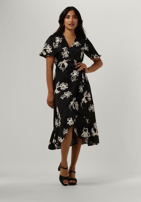 Zwarte OBJECT Midi jurk OBJISSY PAPAYA S/S MIDI WRAP - large