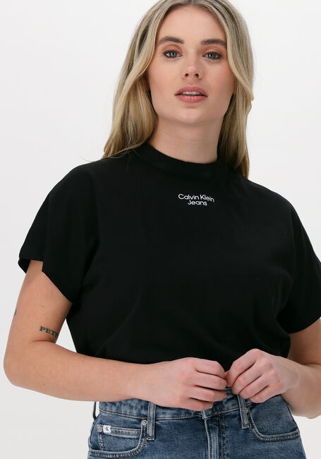 Zwarte CALVIN KLEIN T-shirt STACKED LOGO LOOSE TEE - large
