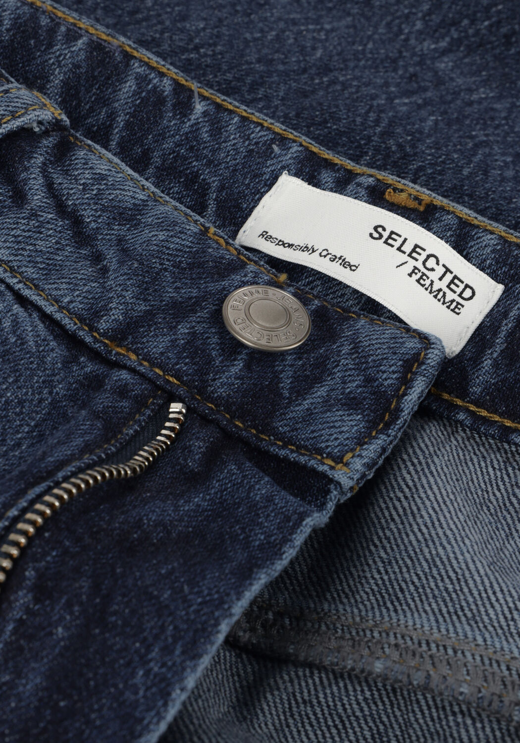 Blauwe SELECTED WOMEN Broeken SLFKRISTA HW MID BLUE DENIM - large